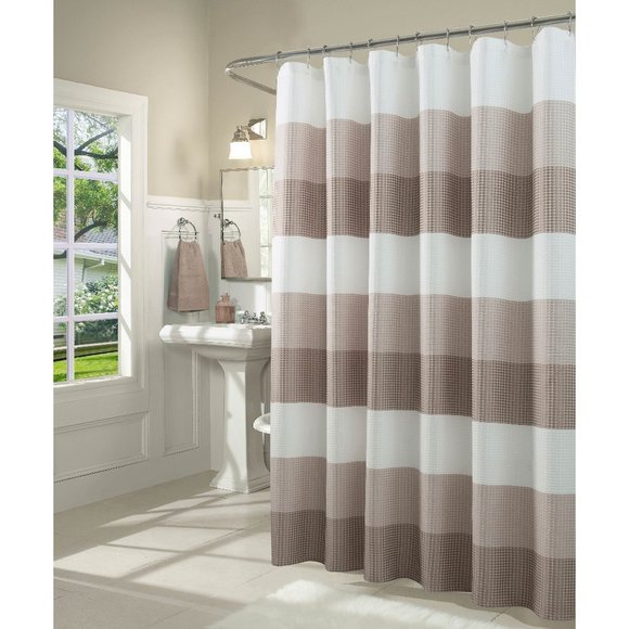 New Ellen Tracy Waffle Weave Fabric Shower Curtain - Picture 1 of 4